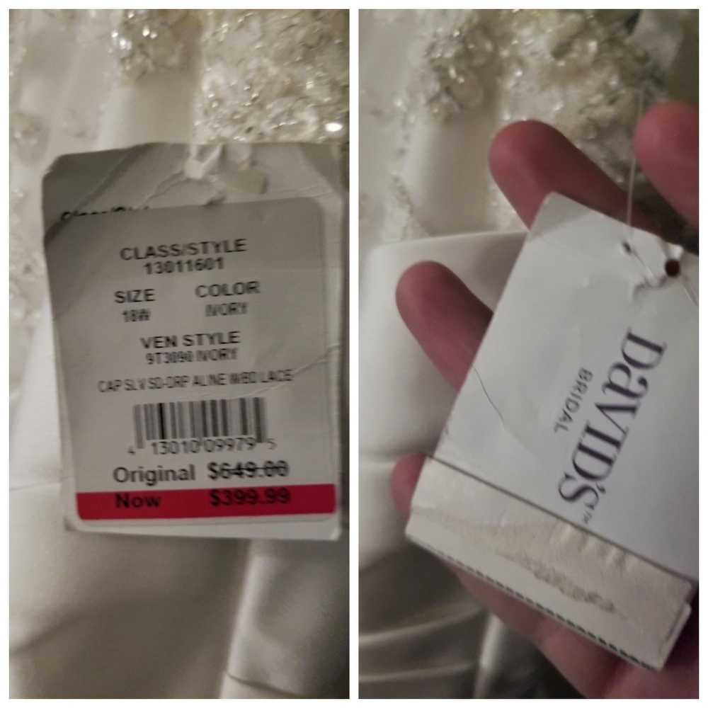 David's Bridal NWT Cap Sleeve A Line Wedding Dress - Picture 4 of 11